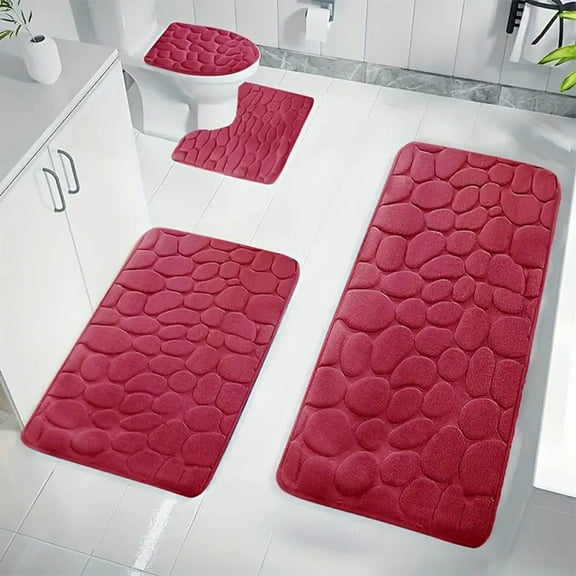 Tyidzon Bathroom Rugs Sets 4 Piece with Toilet Lid Cover, Non-Slip Absorbentb Rugs and Mats for Bathroom, Bath Rug Set