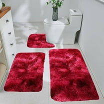 Tyidzon Bathroom Rug Set 3 Piece, Non-Slip Absorbent Bath Mats, Soft Absorbent Plush Shaggy Carpets Includes U-Shaped Toilet Mat for Bath Floor, Shower