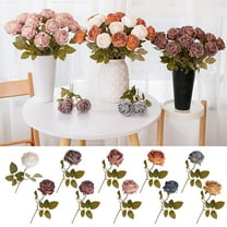 Tyidzon Burnt Edge Rose Artificial Flowers with Stems, 15 Inch Fake Rose Silk Flowers for Office Table Centerpiece Wedding Party Home Decor, Purple