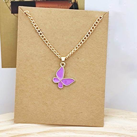 Tyidzon Butterfly Pendant Necklace Retro Card Clavicle Chain Insect Animal Necklace for Women Friend Friendship Party Jewelry Gift