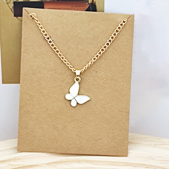 Tyidzon Butterfly Pendant Necklace Retro Card Clavicle Chain Insect Animal Necklace for Women Friend Friendship Party Jewelry Gift