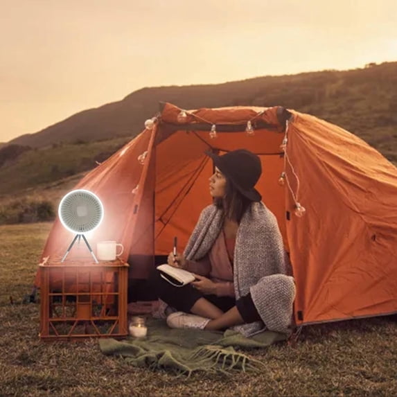 Tyidzon Camping Fan, Detachable Tripod, Quiet Oscillating, Adjustable Height Pedestal Floor Fan for Home