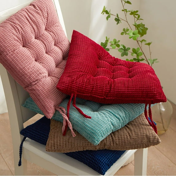 Tyidzon Chair Cushions for Dining Chairs, Solid Color Office Chair Cushion with Ties Tufted Chair Pads Non Slip Seat Cushion, 16 x 16 Inch
