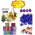 thumbnail image 1 of Tyidzon Christmas Ball Ornaments for Christmas Tree, 24Pc Shatterproof Christmas Ornaments Set Glittering Hanging Balls for Holiday Wedding Party Decorations (Free Snowflake), 1 of 4