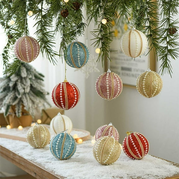 Tyidzon Christmas Ball Ornaments - Foam Christmas Balls - Farmhouse Ball Ornaments for Xmas Tree Fall Holiday Party Decorations 3.14 Inch