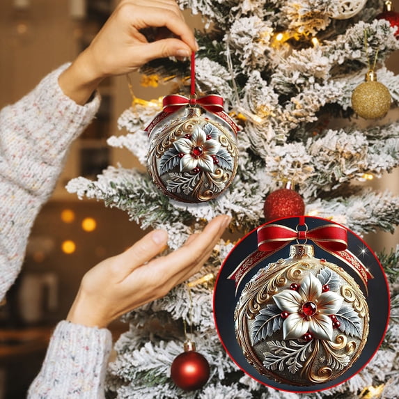 Tyidzon Christmas Balls 2D Flat Acrylic Pendant Christmas Tree Decorations Layout Scene Accessories for Home Holiday Party Decoration