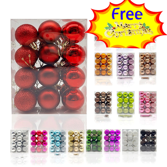Tyidzon Christmas Balls Ornaments, 24Pc Shatterproof Christmas Tree Balls Hanging Ornaments, 1.18" Christmas Ornaments Ball for Xmas Tree Holiday Wedding Party Home Decor
