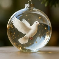 Tyidzon Christmas Balls Ornaments Birds Crystal Glass Ornament, Birds Christmas Tree Ornaments, Memorial Keepsake Glass Ball Decorations, Clear Holiday Ornaments Home Decor