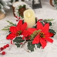 thumbnail image 1 of Tyidzon Christmas Candle Rings Christmas Table Decorations Candlestick Small Wreath, Artificial Flowers Candle Rings Wreaths for Holiday Party Home Decor, 1 of 6