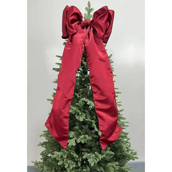 Tyidzon Christmas Decorations - 4.6Ft Big Bows for Christmas Tree Topper Ribbon Giant Bow Xmas Tree Hanging Ornaments for Treetop Hat Home Holiday Party Decor