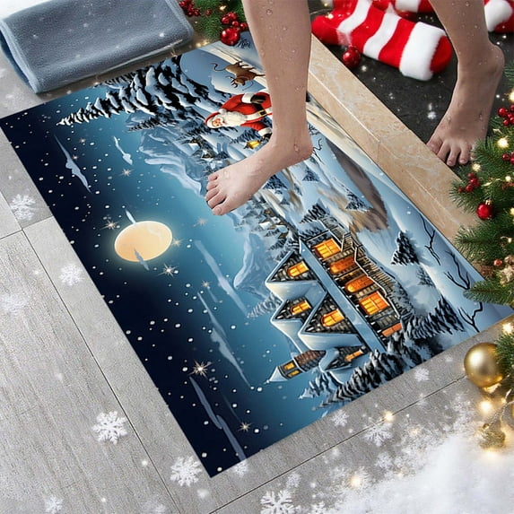 Tyidzon Christmas Decorations Door Mat Outside Entrance, Non Slip Absorbent Floor Mats, Bathroom Rugs Decor Foot Mat Dirt Proof Mat, 24x16 Inch