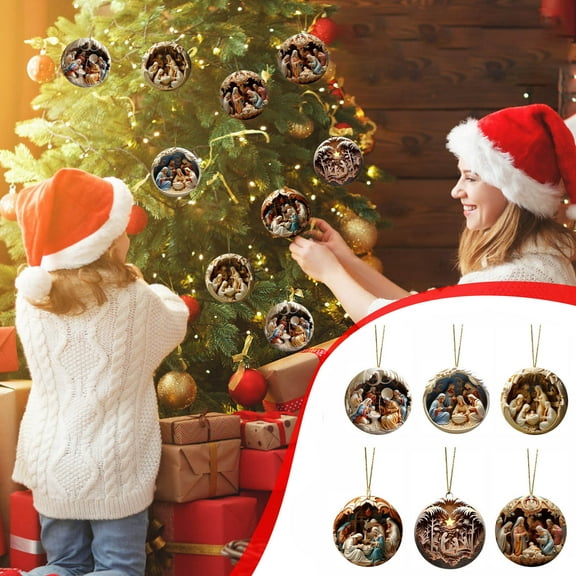 Tyidzon Christmas Decorations Nativity Scene Ornaments, Unique Birth of Jesus Decor Gifts, Nativity Christmas Ornaments for Christian, Family