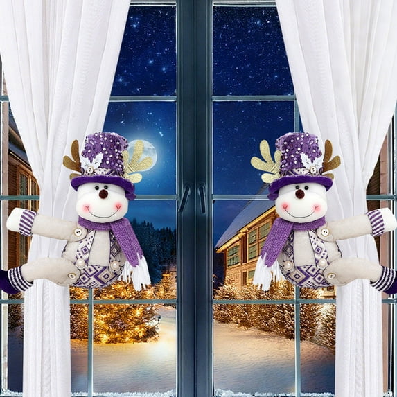 Tyidzon Christmas Decorations Plush Stuffed Snowman Curtain Decorations Button Doll for Christmas Tree, Wine Bottles, Curtains - Festive Holiday Party Home Decor Gift