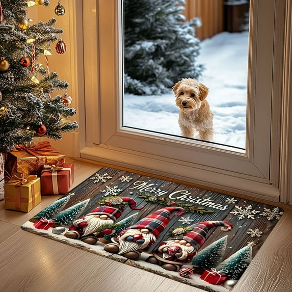 Tyidzon Christmas Door Mat, Non Slip Absorbent Floor Mats, Bathroom Rugs Welcome Mat for Winter Holiday Entrance Home Decor, 24x16 Inch