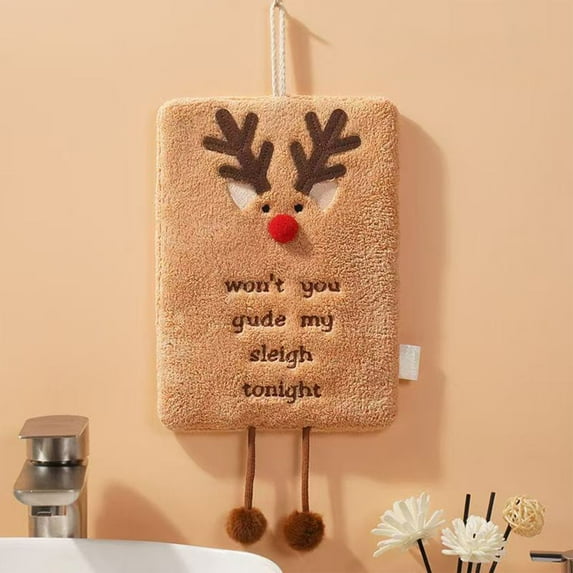 Tyidzon Christmas Hanging Kitchen Towels, Soft & Super Absorbent Microfiber Decorative Hanging Dish & Hand Towel for Kitchen Bathroom