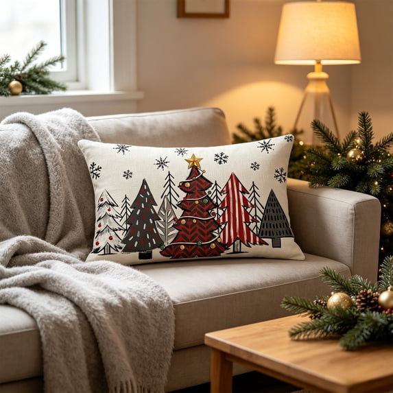 Tyidzon Christmas Pillow Covers 12 x 20 inch Xmas Tree Decorative Throw Pillow Covers, Soft Pillowcases Cushion Case for Couch Holiday Party Decor