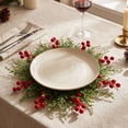 thumbnail image 1 of Tyidzon Christmas Pine Placemat, Artificial Round Greenery Placemat Reusable for Christmas Party Decorations, 1 of 7