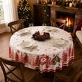 thumbnail image 1 of Tyidzon Christmas Round Tablecloth Snowman Tree Print Waterproof Holiday Cover for Dinner Party, Xmas Home Kitchen Table Decor, 60 inch, 1 of 7
