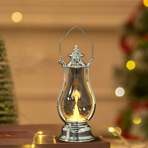 Tyidzon Christmas Small Lantern Decorative Indoor 6.3" LED Lighted Candle Lantern Battery Operated Desk Lamp for Tabletop Centerpiece Christmas Holiday Ornaments Gifts