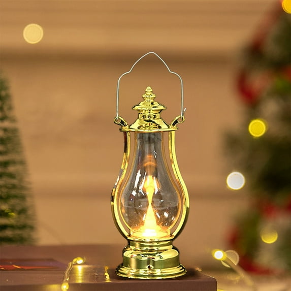 Tyidzon Christmas Small Lantern Decorative Indoor 6.3" LED Lighted Candle Lantern Battery Operated Desk Lamp for Tabletop Centerpiece Christmas Holiday Ornaments Gifts