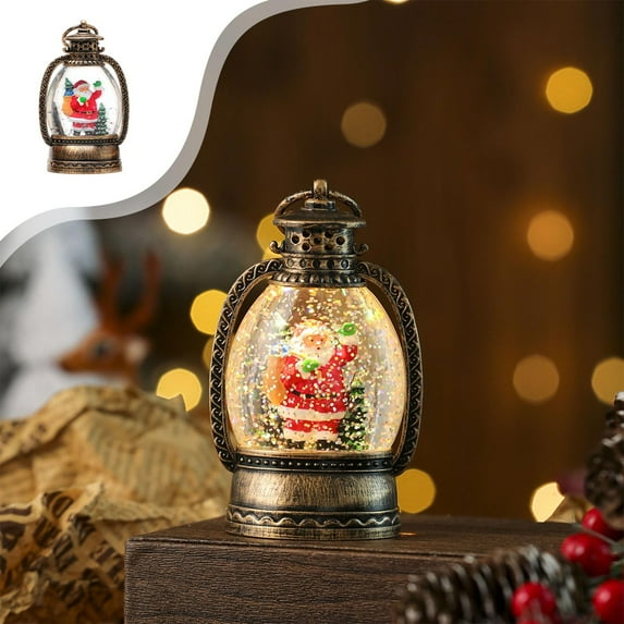 Tyidzon Christmas Snow Globe Christmas Tree Santa Claus Pattern Snow Globes, Handheld Small Oil Lamps Tabletop Decorations, Snowglobe for Christmas Decorations