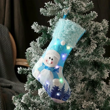 Tyidzon Christmas Stockings with Light, 19 Inch Snowman Xmas Stocking, Fireplace Hanging Stockings Gifts for Family Holiday Xmas Party Decorations