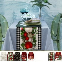 Tyidzon Christmas Table Runner Christmas Balls Table Cloth, Table Runners for Birthday Farmhouse Kitchen Dining Room Holiday Party Home Decor