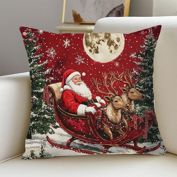 Tyidzon Christmas Throw Pillow Covers, 18 x 18 Inch Christmas Tree Snowman Pillow Case, Soft Comfortable Pillowcases for Sofa Bedroom Couch Winter Holiday Party Home Decor