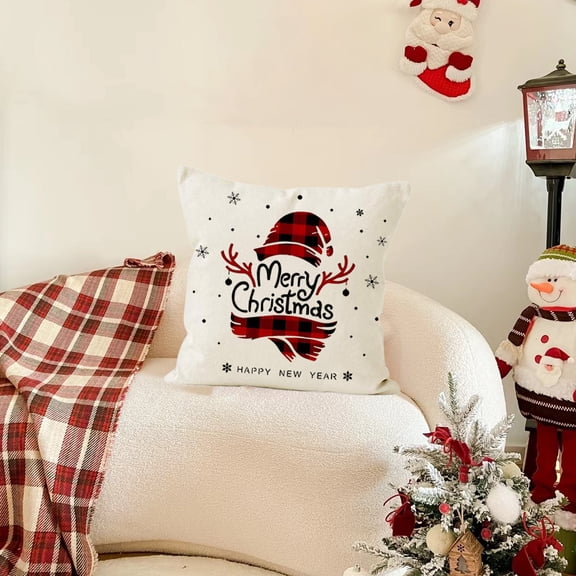 Tyidzon Christmas Throw Pillow Covers, Merry Christmas Pillow Case 18 x 18 Inch, Soft Comfortable Pillowcases for Sofa Bedroom Couch Winter Holiday Party Home Decor