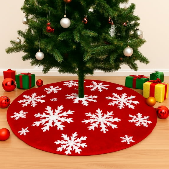 Tyidzon Christmas Tree Skirt Decorations, 30 Inch Snowflake Christmas Soft Tree Mat Xmas Winter Holiday Xmas Party Indoor Outdoor Home Christmas Decorations