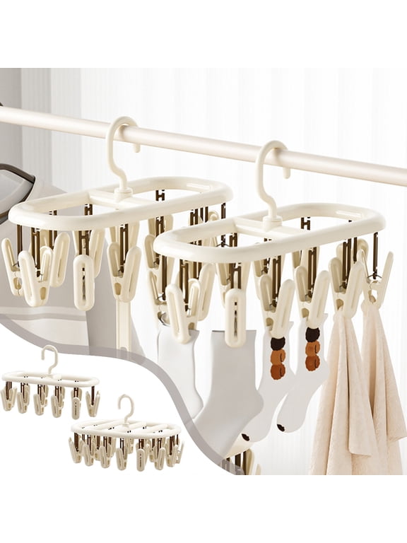 Clothes Drying Rack Small Folding Portable Clothes Rack with Clips for Drying Socks, Baby Clothes, Towel, Hat, Scarf, Pants, Gloves