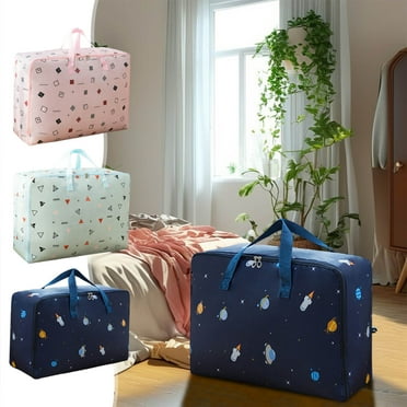 Tyidzon Clothing Storage Bags with Handles & Zippers, Moving Bags Heavy Duty Space Saving Duffle Bag for Travel, Blue