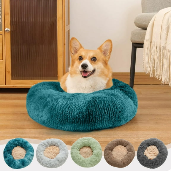 Tyidzon Cozy Cave Dog Bed Modern Soft Round Fluffy Cat Bed Anti Anxiety Pet Bed for Cats Or Small Dogs Green