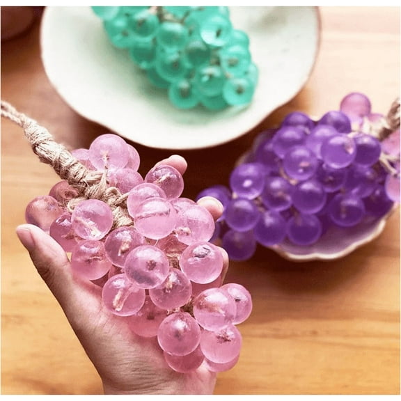 Tyidzon Crystal Grape Soap, Handmade Grape Soap on a Rope with Gift Package DIY Exquisite Scented Bar Soap for Washing/Fresh Air, Bathroom Wash Basin Decor, Purple