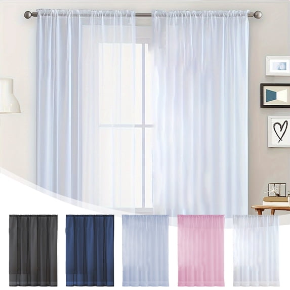 Tyidzon Curtains for Living Room Sheer Light Filtering Semi Sheer Curtains 63 Inch Curtains for Bedroom Dining Room, Length 63 By Width 52 Inch, 2 Panels Set