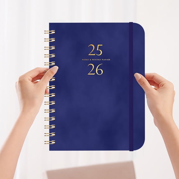 Tyidzon Daily Planner 2025-2026, Weekly and Monthly Planner for Middle Or High School, Flexible Cover, A5 Size Daily Planner Book Coil Book Leather Strap Notebook Self-Discipline Card