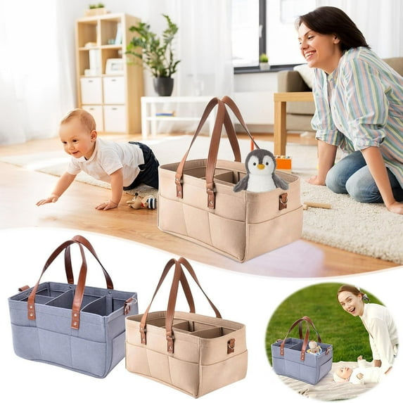 Tyidzon Diaper Caddy Organizer Portable Storage Basket Foldable Storage Bag Portable Lightly Multifunction Changeable Compartments