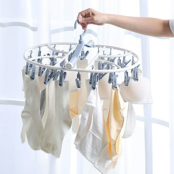 Tyidzon Drying Rack Clothing Hanging Clothes Drying Rack with 20 Clips, Heavy Duty Round Clothes Hangers Clothes Rack for Drying Towel, Sock, Hat, Scarf