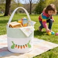 thumbnail image 1 of Tyidzon Easter Bunny Basket, 5.3 Inch Embroidered Rabbits Storage Basket with Handle, Small Children Eggs Hunt Basket for Desktop Spring Home Decor, 1 of 6