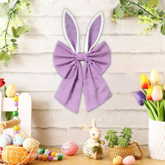 Tyidzon Easter Bunny Ear Bows, 16 Inch Solid Color Easter Bow Door Hanger, Bunny Ear Bow Pendant for Easter Door Wall Spring Home Decor
