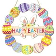 thumbnail image 1 of Tyidzon Easter Bunny & Eggs Door Sign - 11" Farmhouse Wooden Wreath Spring Front Porch Hanging Ornaments for Wall Patio Yard Holiday Home Decor, 1 of 6