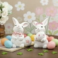 thumbnail image 1 of Tyidzon Easter Bunny Figurine, 5.2 Inch Resin Rabbit Statues with Eggs, White Bunny Ornaments for Tabletop Shelf Mantel Spring Home Decor, 1 of 7