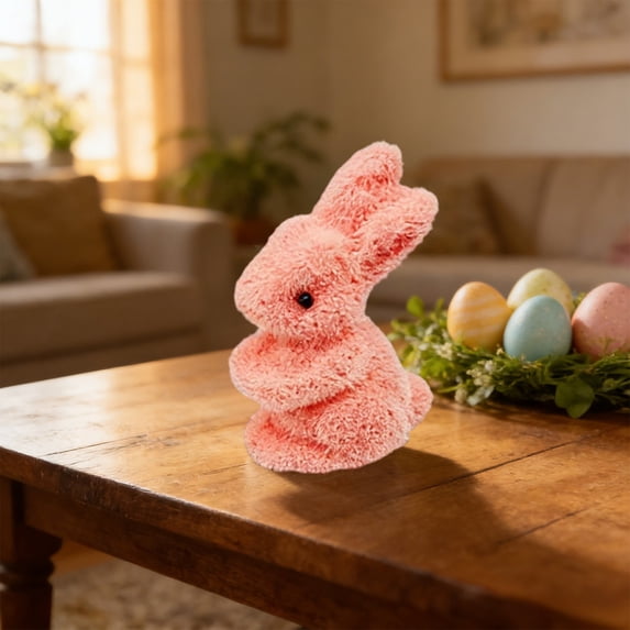 Tyidzon Easter Bunny Figurines Decorations, Mini Flocked Foam Rabbit, Small Table Home Party Spring Decor for Easter