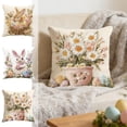 thumbnail image 1 of Tyidzon Easter Bunny Pillow Cover, 18x18 Soft Throw Pillow Case with Easter Pattern, Hidden Zipper Cozy Cushion Cover for Sofa Bed Couch Spring Home Decor, 1 of 7