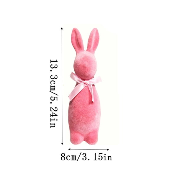 Tyidzon Easter Decorations Flocked Bunny Figurines with Bow Tie, Flocking Rabbit Tabletop Mantel Decorations for Easter Centerpieces Spring Home Office Table Decor Supplies