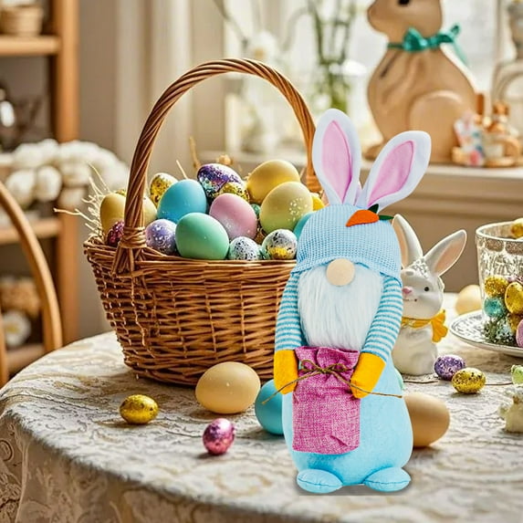 Tyidzon Easter Decorations, Gnome Doll Easter Bunny Gnomes Ornaments, Easter Handmade Bunny for Home Farmhouse Holiday Party