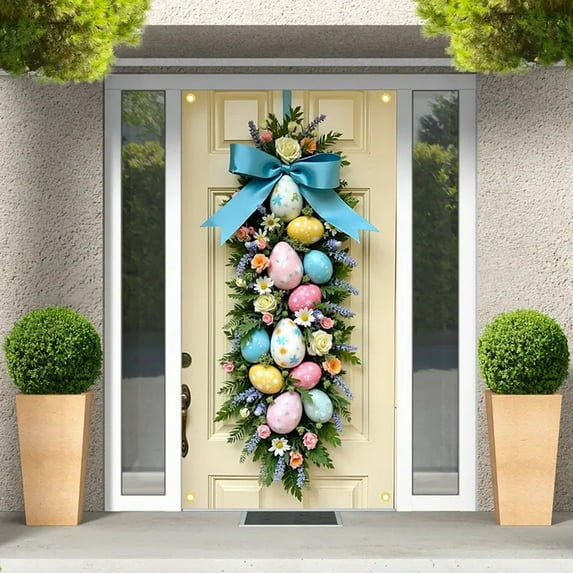 Tyidzon Easter Door Cover Happy Easter Door Banner Decorations for Spring Easter Holiday Party Decorations