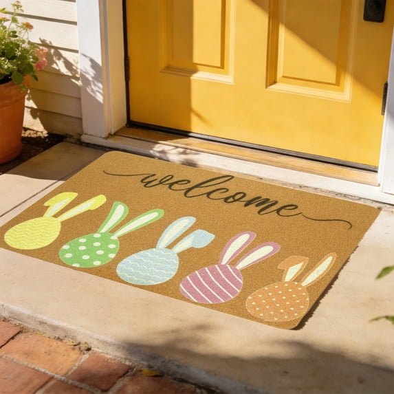 Tyidzon Easter Door Mat Happy Easter Bunny Doormat Indoor Entrance Outdoor Welcome Non-Slip Rugs for Home Farmhouse Entrance Porch Spring Party Decor