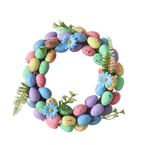 Tyidzon Easter Eggs Wreath, Artificial Easter Decorations Garland Hanging Spring Wreaths for Front Door Home Wall Outdoor Indoor Farmhouse Holiday Decor