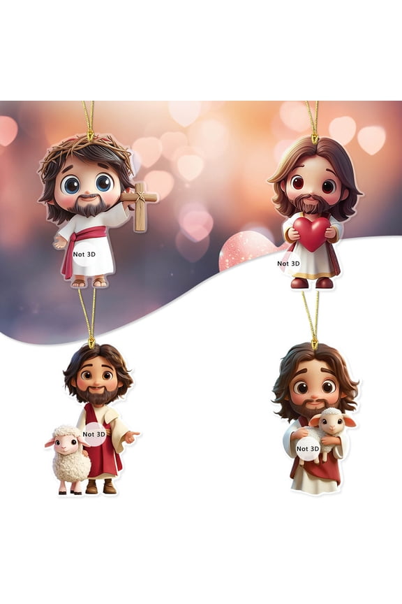 Easter Jesus Ornaments, 3.15" Acrylic Religious Keychain Charm for Car Rearview Mirror Backpack, 2D Easter Keychain Pendant Spring Hanging Decor